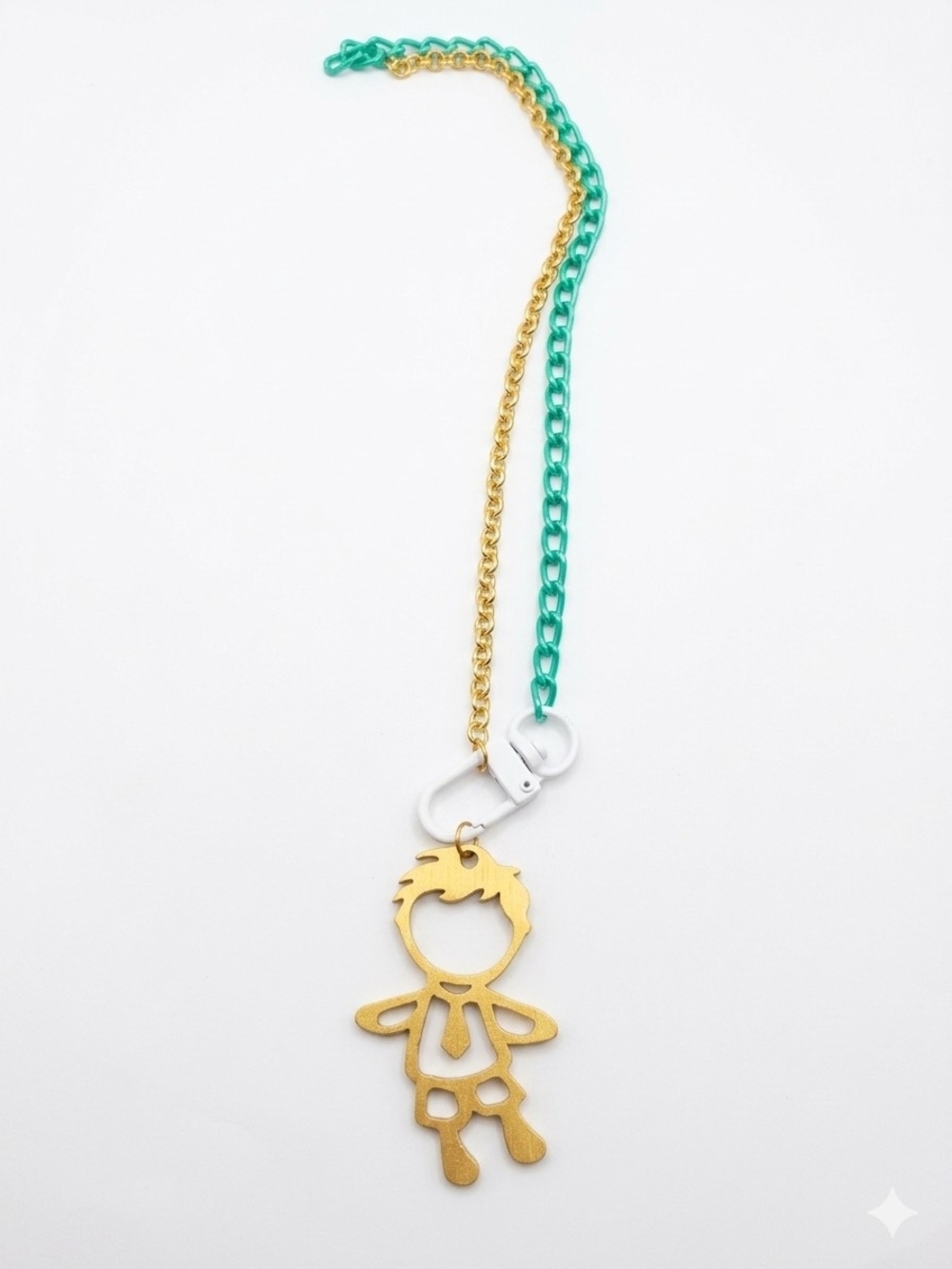 Gold & Teal Kids Character Keychain Necklace